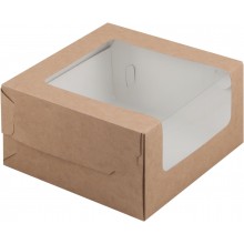 Короб картонный 18x18x10 крафт с увеличенным окном